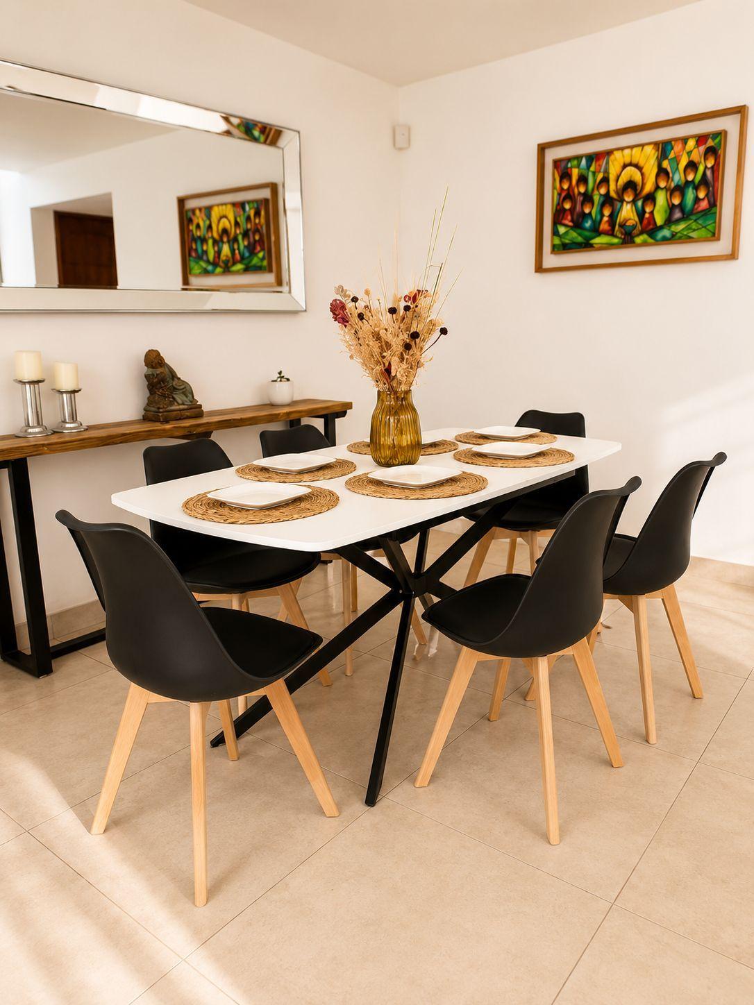 Mesa Spider Blanca · Sillas Eames Tulip